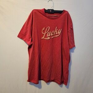 Vintage Men's Lucky Brand T-shirt Red XXL Faded Style Brand